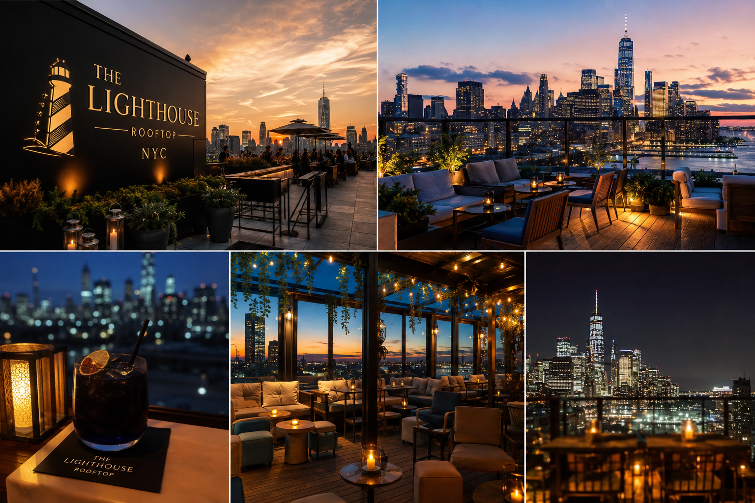 The Lighthouse Rooftop in Long Island City, with panoramic views of the Manhattan skyline